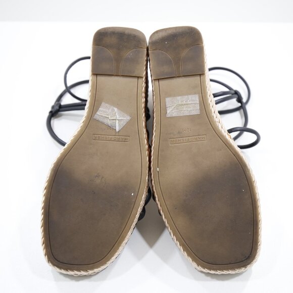 Marc Fisher Zesty Black Faux Leather Strappy 4.5" Wedge Heel Sandals - 10 - Picture 7 of 7